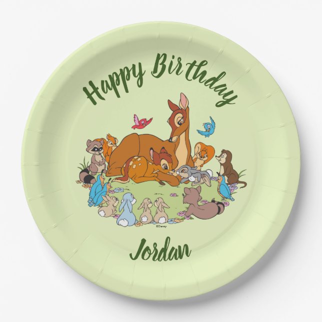 Forest Animals Greeting Prince Bambi Paper Plates (Front)