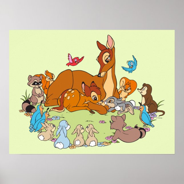 Forest Animals Greeting Prince Bambi Poster (Front)