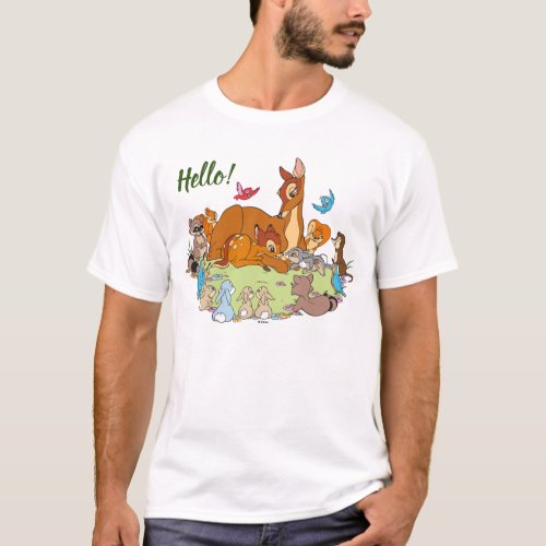 Forest Animals Greeting Prince Bambi T_Shirt