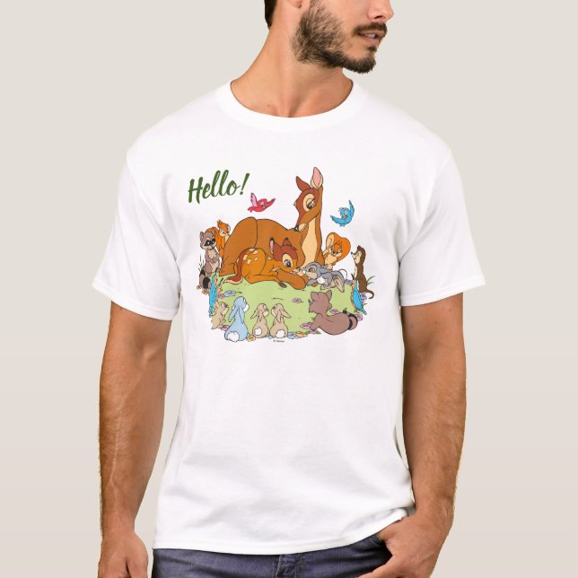 Forest Animals Greeting Prince Bambi T-Shirt (Front)