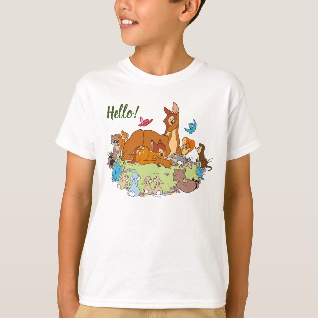 Forest Animals Greeting Prince Bambi T-Shirt (Front)