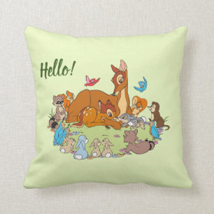 Forest Animals Greeting Prince Bambi Throw Pillow