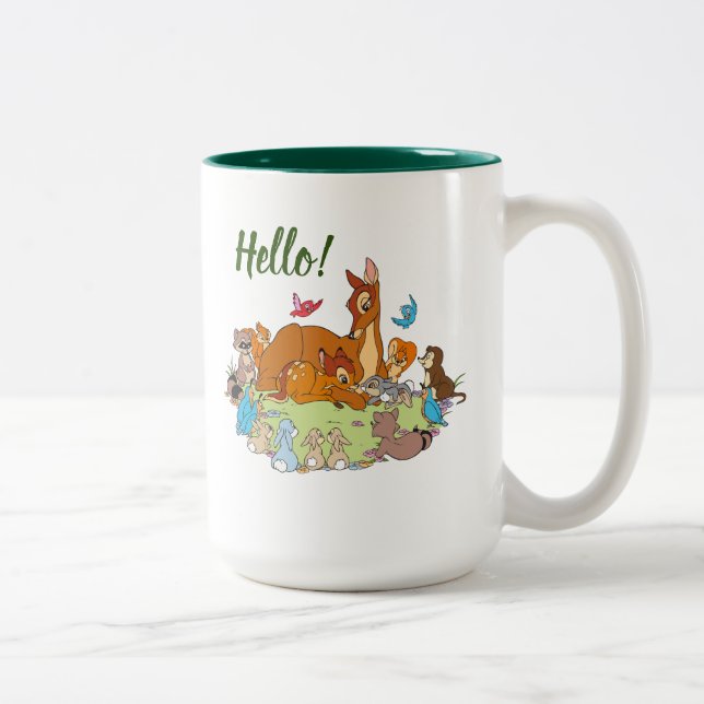 Forest Animals Greeting Prince Bambi Two-Tone Coffee Mug (Right)
