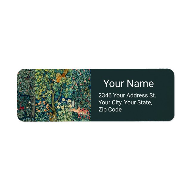 FOREST ANIMALS Hares,Pheasant Bird,Green Floral  Label (Front)