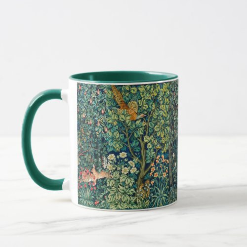 FOREST ANIMALS HaresPheasant Bird Green Floral Mug
