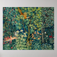 FOREST ANIMALS Hares,Pheasant Bird, Green Floral