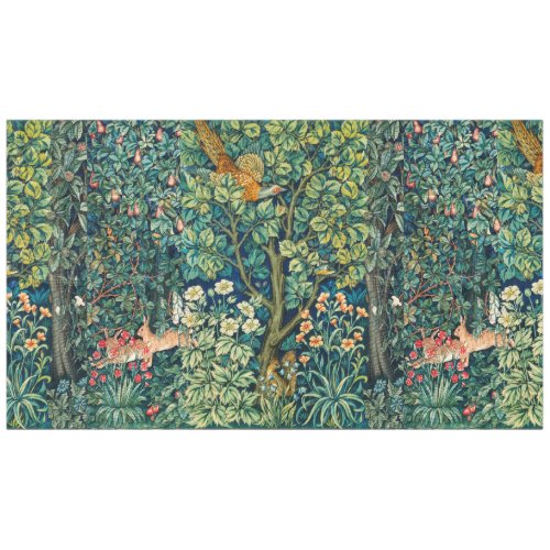 FOREST ANIMALS HaresPheasant BirdGreen Floral  Tablecloth