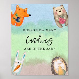 forest animals - How many candies are in the jar Poster