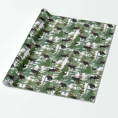 Forest Animals in Santa Hats Wrapping Paper
