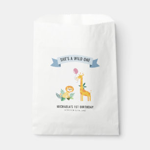 Forest Animals Lion Giraffe 1st Birthday Favor Bag