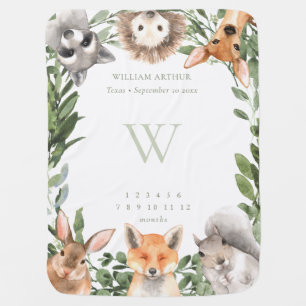 Forest Animals Monthly Milestone Baby Blanket