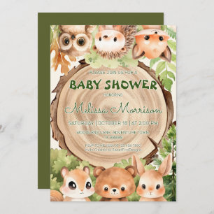 Forest Animals Nature Woodland Baby Boy Shower Invitation