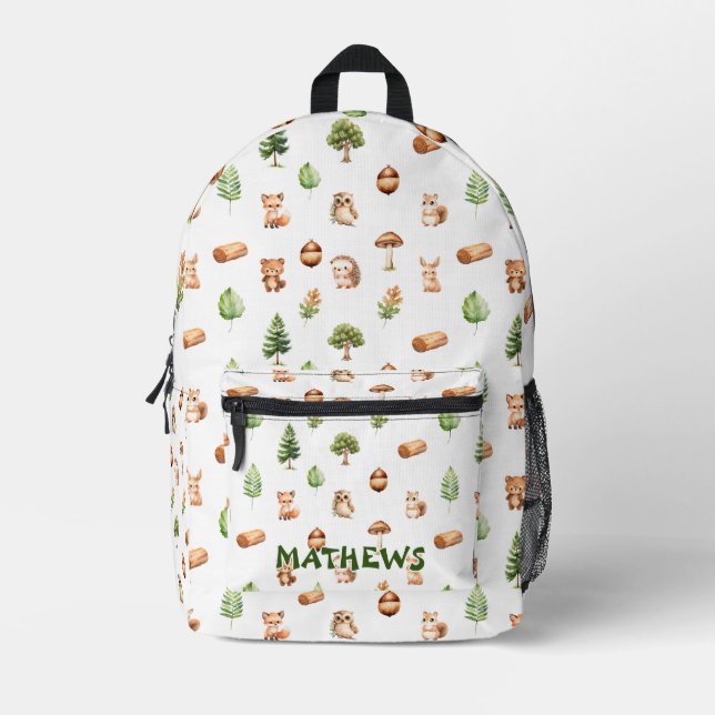 Forest Animals Pattern Printed Backpack (Front)