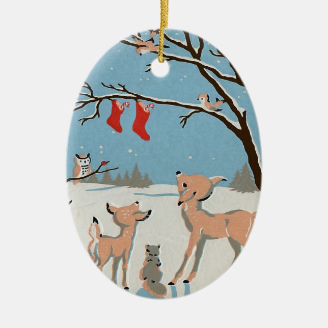 Forest Animals Personalized Christmas Ornament (Front)