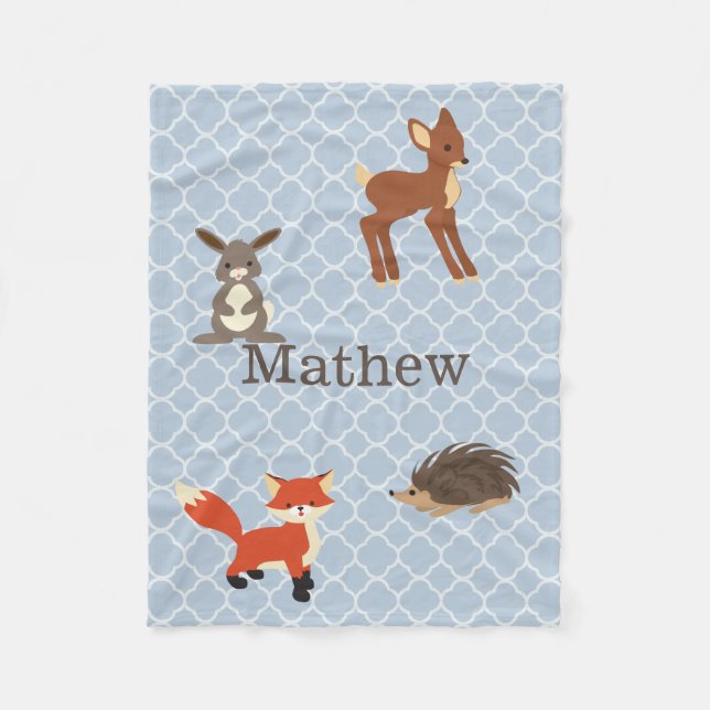 Forest Animals Personalized Fleece Blanket (Front)