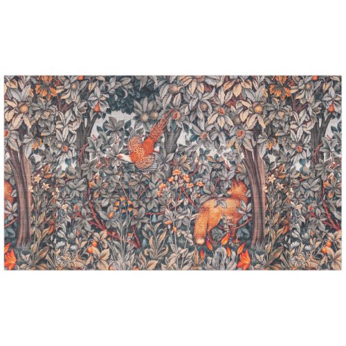 FOREST ANIMALS Pheasant Red Fox Black White  Tablecloth
