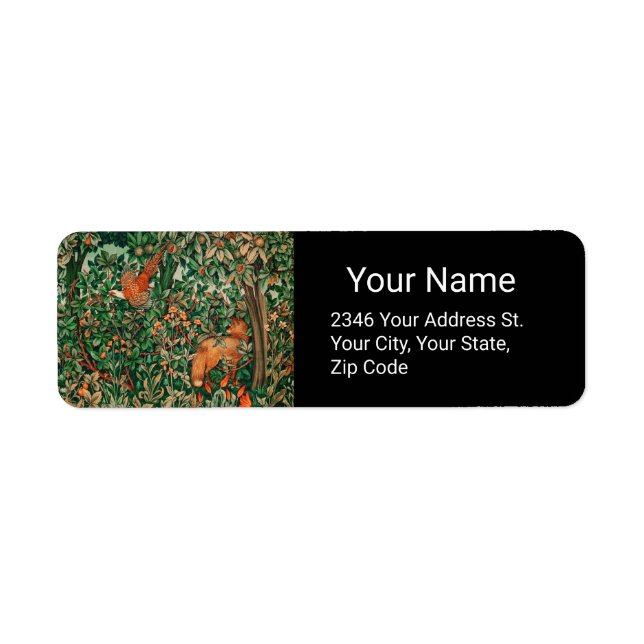 FOREST ANIMALS Pheasant,Red Fox,Green Floral Black Label (Front)