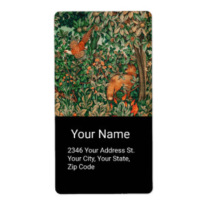 FOREST ANIMALS Pheasant,Red Fox,Green Floral Black Label