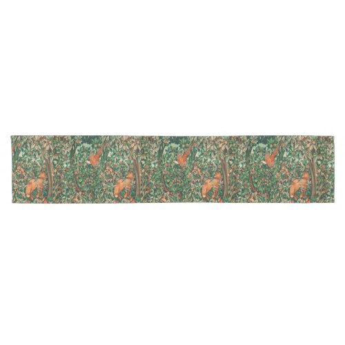 FOREST ANIMALS PheasantRed FoxGreen Floral Short Table Runner