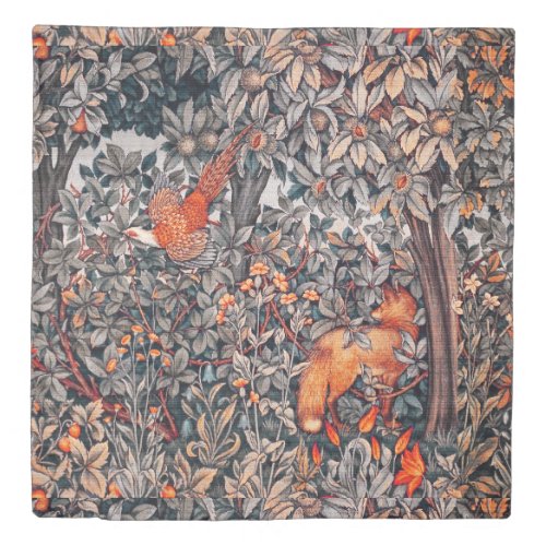 FOREST ANIMALS Pheasant Red FoxGrey Floral Duvet Cover