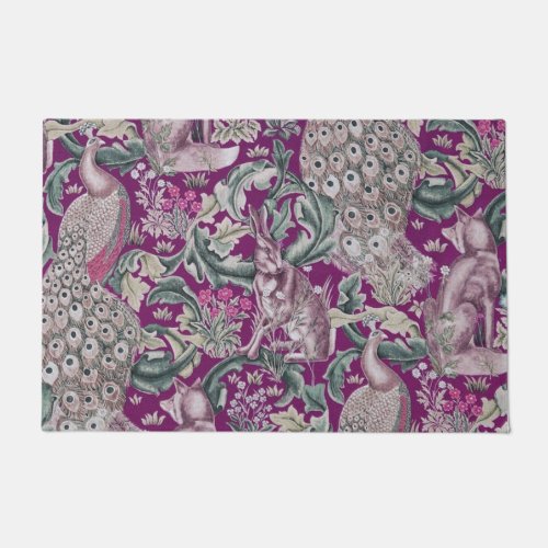 Forest Animals Plum William Morris Doormat