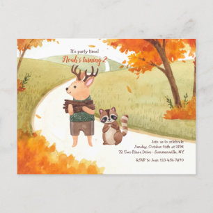 Forest Animals Postcard Birthday Invitation
