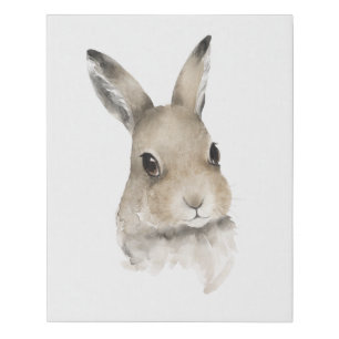 Forest Animals Rabbit Watercolor Portrait Faux Canvas Print