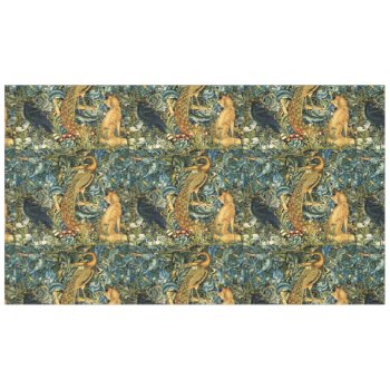 Forest Animals Raven Fox Peacock Blue Green Floral Tablecloth by bulgan_lumini at Zazzle