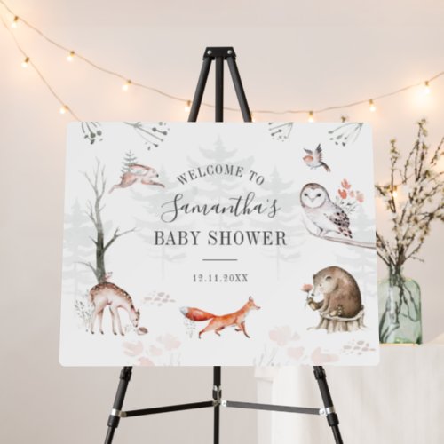 Forest Animals Rustic Watercolor Baby Shower Foam Board