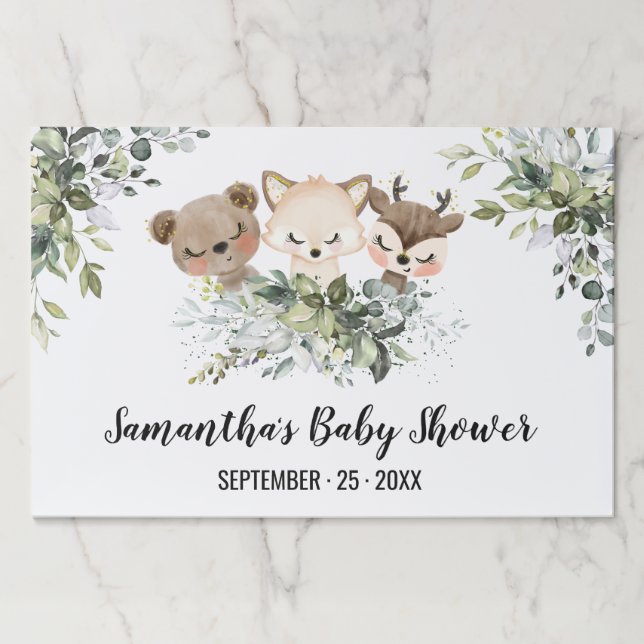 Forest Animals Shower Tearaway Paper Placemat Pad (Front)