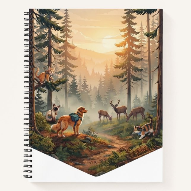 Forest Animals Sunset Adventure  Notebook (Front)