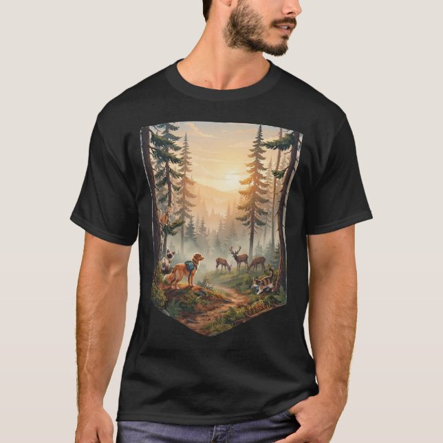 Forest Animals Sunset Adventure  T-Shirt (Front)