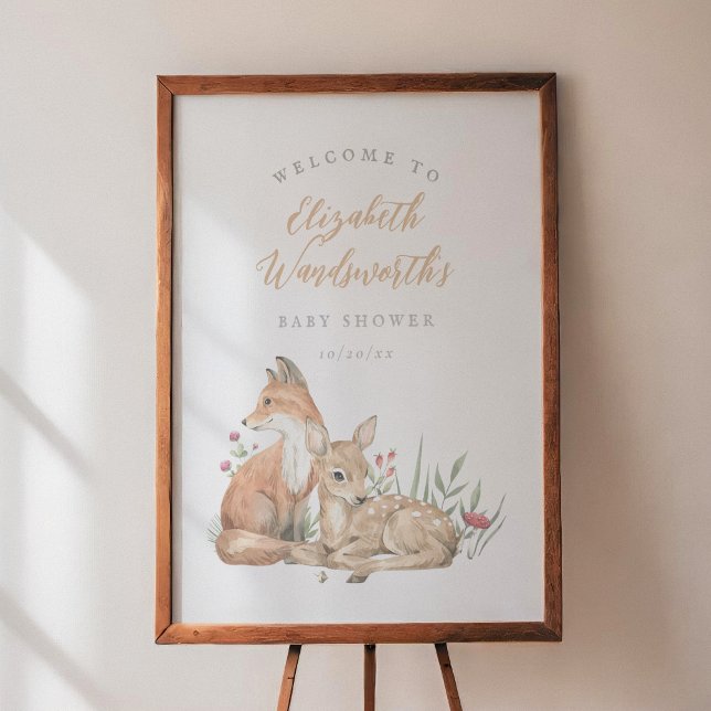 Forest Animals Vintage Baby Shower Welcome Sign (Creator Uploaded)