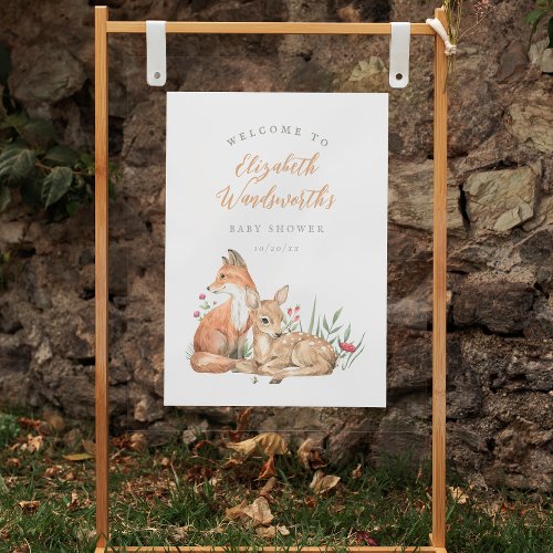 Forest Animals Vintage Baby Shower Welcome Sign
