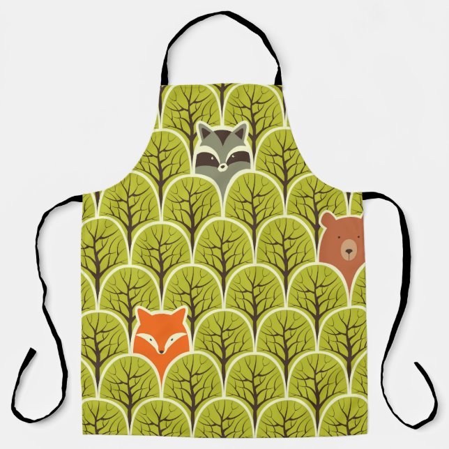 Forest Animals Vintage Pattern Apron (Front)