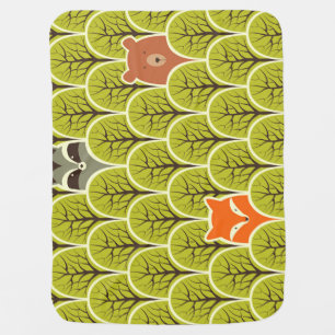 Forest Animals Vintage Pattern Baby Blanket