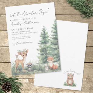 Forest Animals Watercolor Woodland Baby Shower Invitation