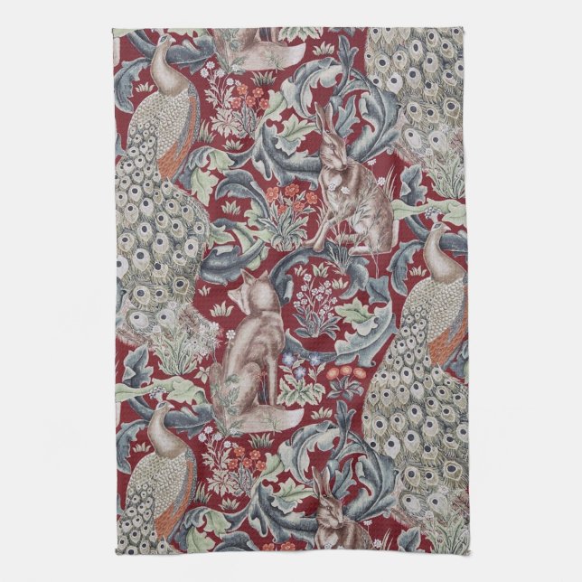 Forest Animals, William Morris Kitchen Towel (Vertical)