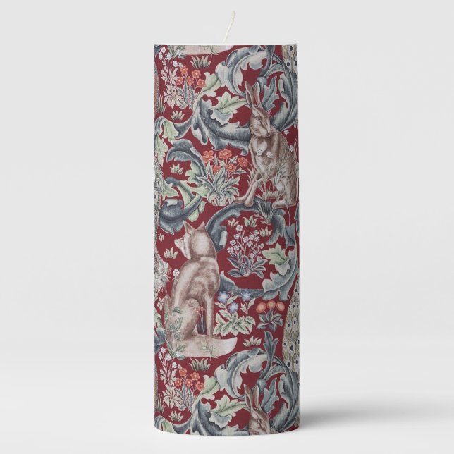 Forest Animals, William Morris Pillar Candle (Front)
