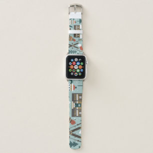 Forest Animals: Winter Vintage Seamless. Apple Watch Band