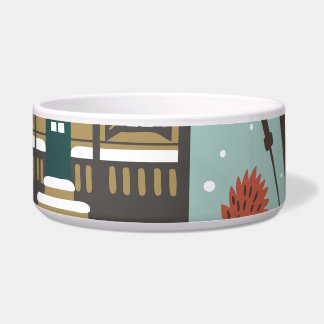 Forest Animals: Winter Vintage Seamless. Bowl