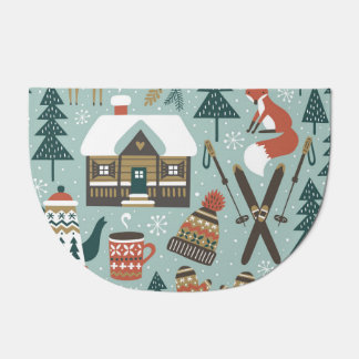 Forest Animals: Winter Vintage Seamless. Doormat