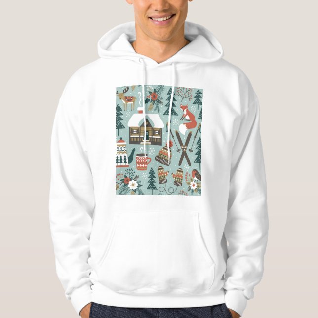 Forest Animals: Winter Vintage Seamless. Hoodie (Front)