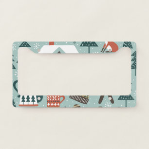 Forest Animals: Winter Vintage Seamless. License Plate Frame