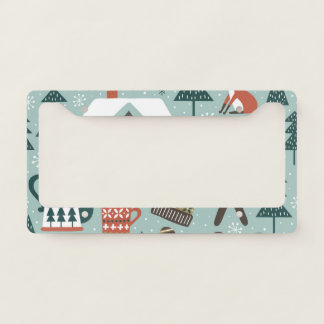 Forest Animals: Winter Vintage Seamless. License Plate Frame