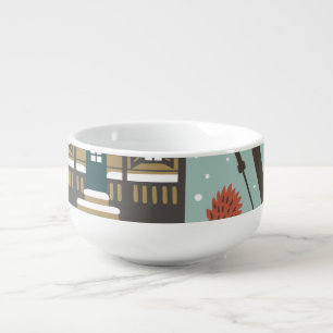 Forest Animals: Winter Vintage Seamless. Soup Mug