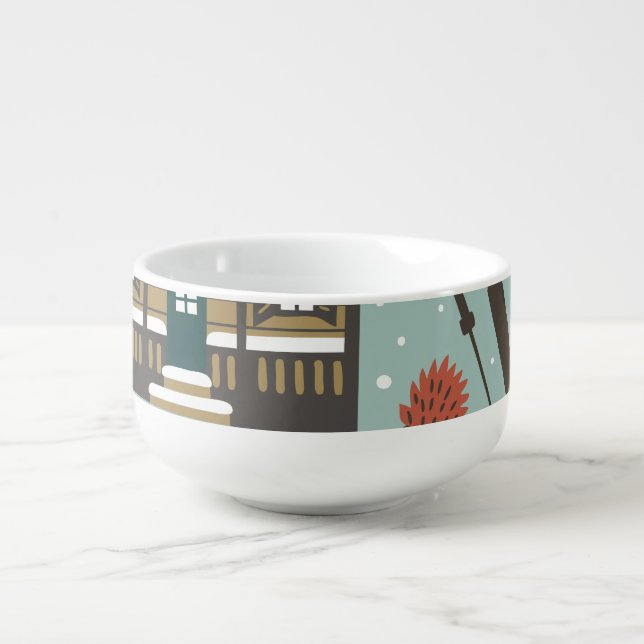 Forest Animals: Winter Vintage Seamless. Soup Mug (Front)