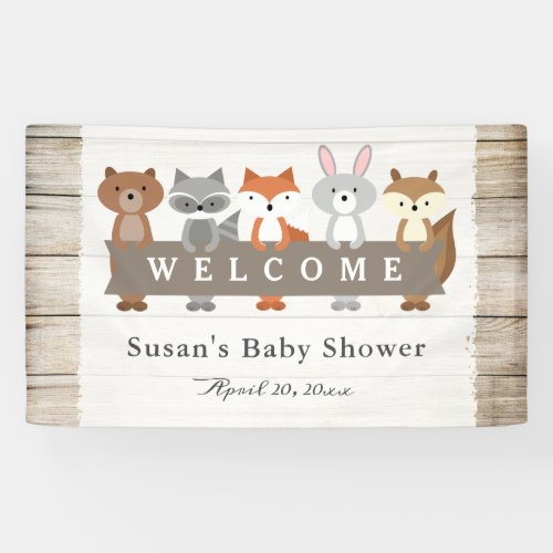 Forest Animals with Banner Baby Shower Welcome Banner
