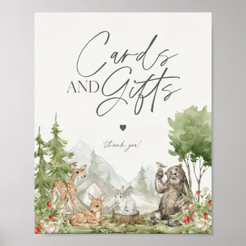 Forest Animals woodland cards and gifts party sign