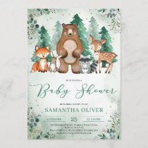 Forest animals woodland greenery Baby Shower Invitation